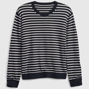 NEW GAP Mens Mainstay Striped Crewneck Sweater | Navy